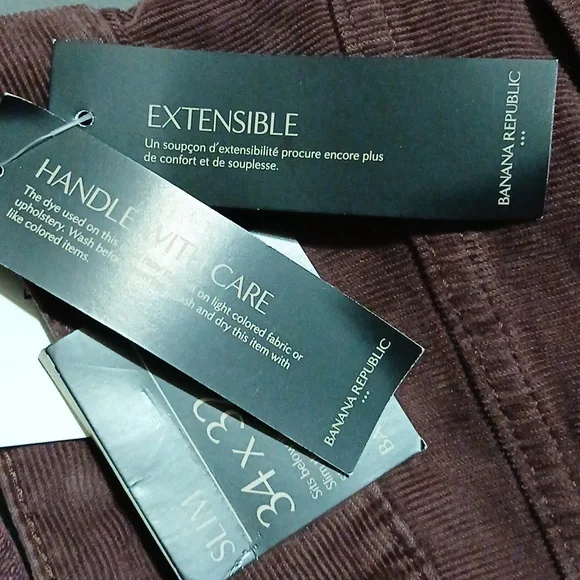 Banana Republic Men's Corduroy‎ Pants - Deep Burgundy. Sz.34 X32 Slim. NWT - Picture 12 of 16